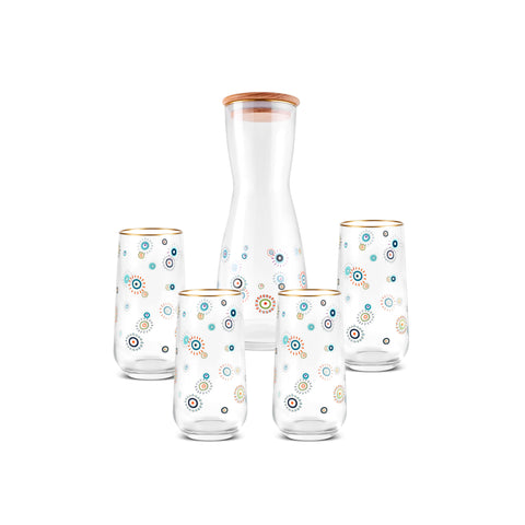 Karaca 5-Piece Drinking Glass Set with Evil Eye Design Glass-S