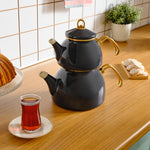 Karaca Retro Enamel Teapot, Dark Grey