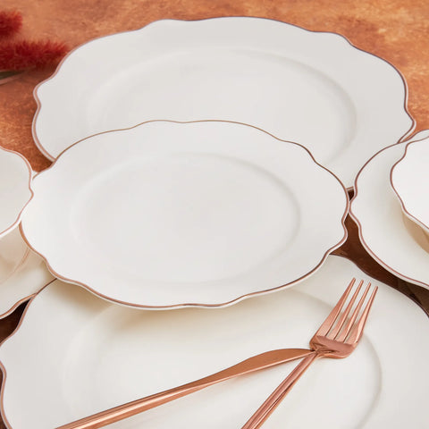 Karaca Almond Rose Line 24 Pieces Porcelain Dinnerware Set for 6 Person