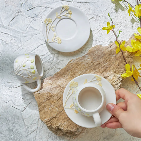 Karaca Potentilla Kaffeetassen-Set für 2 Personen