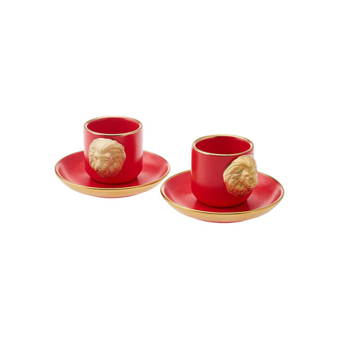 Karaca Lion Kaffeetassen-Set für 2 Personen 75 ml