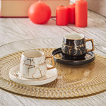 Karaca Marble Black and White Coffee Cup Set for 2 Person 80 ml