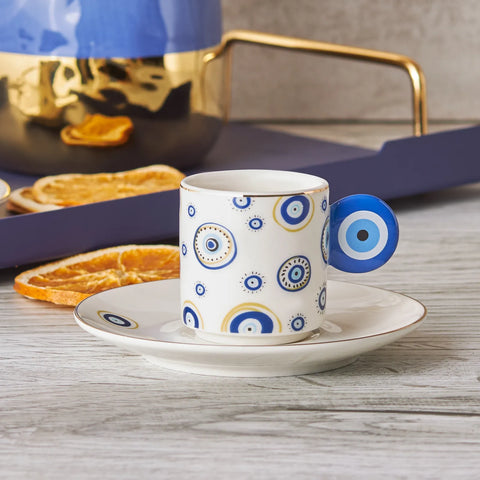 Karaca Yek Porzellan Kaffeetasse Set für 2 Personen 75 ml