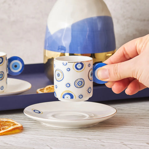 Karaca Yek Porzellan Kaffeetasse Set für 2 Personen 75 ml