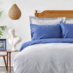 Sarah Anderson Oriena Indigo Aloe Vera 100% Cotton Double Sided Double Duvet Cover Set