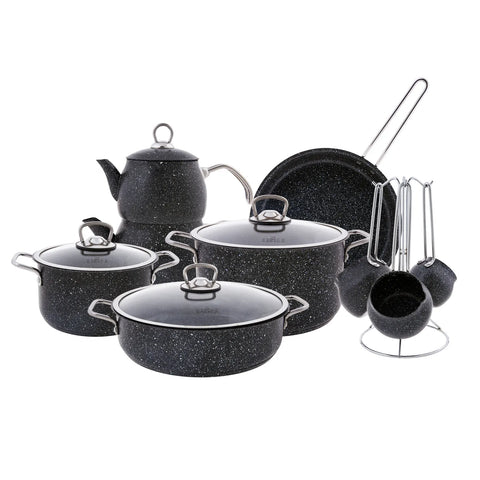 Karaca Biogranit Steel Plus 14-Piece Mitgift-Set Schwarz