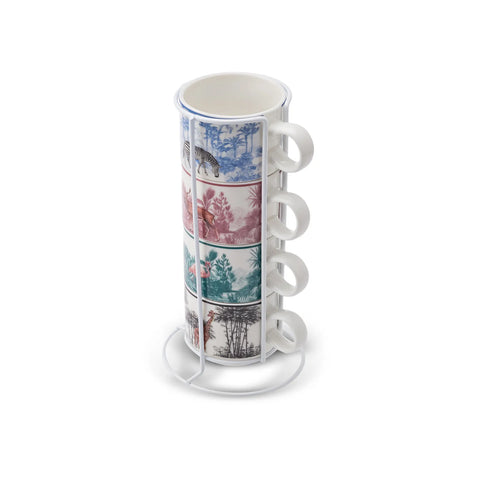 Karaca Jungle 5-teiliges Mug-Set mit Ständer