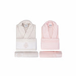 Karaca Home Vivien Flos 100% Cotton 6 Piece Stone Powder Family Bathrobe Set