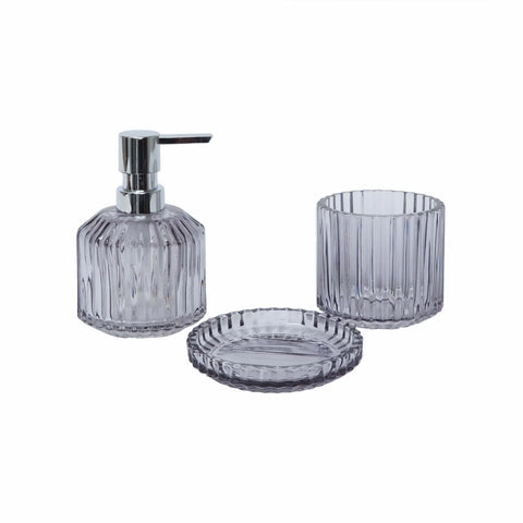 Karaca Home Line 3-teiliges Badezimmer-Set Fume