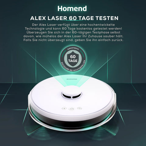 Homend Alex Laser 1281H Smart Roboter-Staubsauger mit Mopp und Mapping Weiß