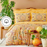 Karaca Home Manas Mustard %100 Cotton Double Duvet Covet Set