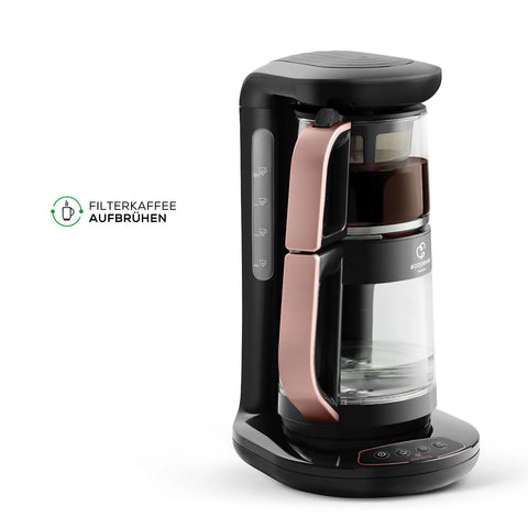  Karaca Caysever Robotea Teemaschine mit Sprachfunktion, 1,5 L Rosegold aus Glass