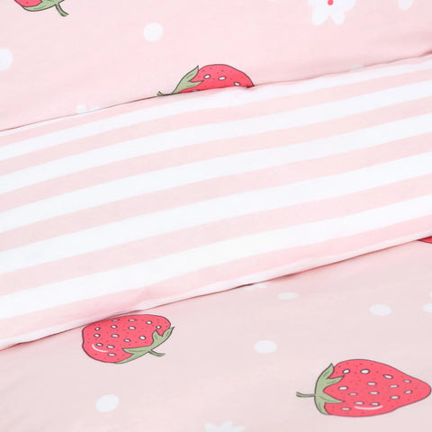 Sarah Anderson Strawberry Kopfkissenbezug-Set für Einzelbettbezug aus 100% Baumwolle in Rosa