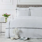 Karaca Home White Collection Valse Gray Satin Striped Percale Double Duvet Cover Set