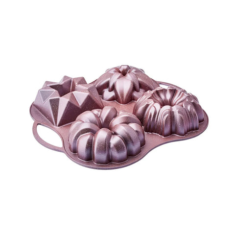 Karaca Cake pro alüminyum döküm dekoratif bundt kek kalıbı, 4 parça, 28cm x 35cm, pembe