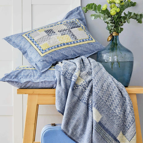 Karaca Home Bosa Indigo Baumwolle Einzel Bettbezug Kissen Set