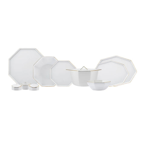 Karaca Fine Pearl Extra Eight Corner Dinner Set 62 Teile für 12 Personen 