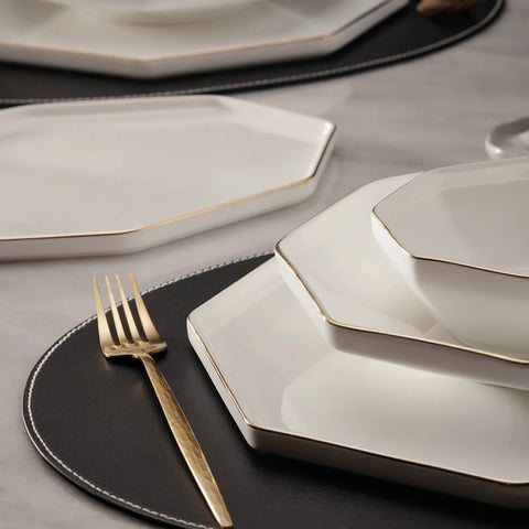 Karaca Fine Pearl Extra Eight Corner Dinner Set 62 Teile für 12 Personen 