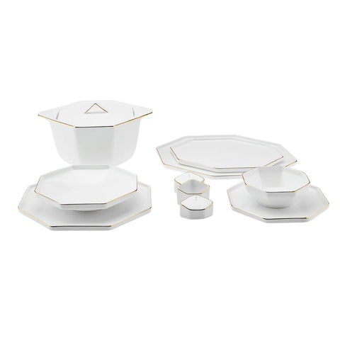 Karaca Fine Pearl Extra Eight Corner Dinner Set 62 Teile für 12 Personen 