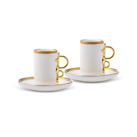 Karaca Sahmeran Weiße Kaffeetasse Set für 2 Personen 100 ml