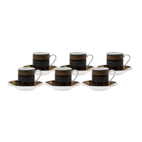 Karaca Schwarz kariert Kaffeetasse Set für 6 Personen 80 ml