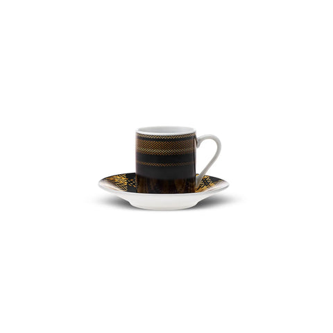 Karaca Schwarz kariert Kaffeetasse Set für 6 Personen 80 ml