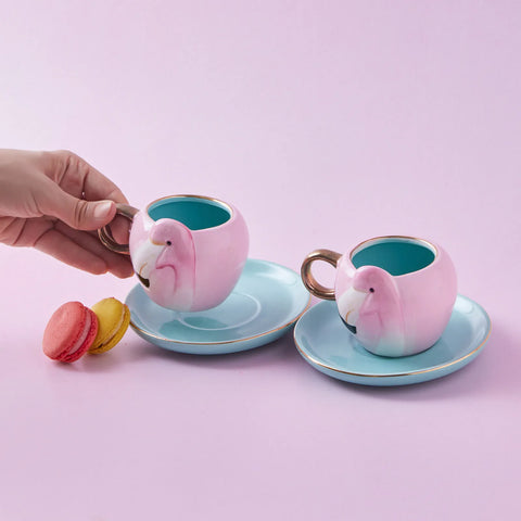 Karaca Flamingo Kaffeetasse Set für 2 Personen 90 ml