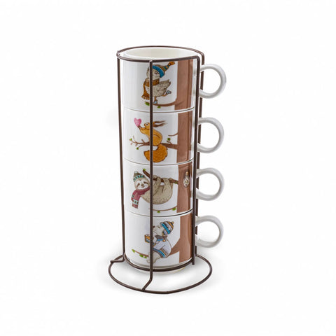 Karaca Branch 4-Piece Mug With Stand