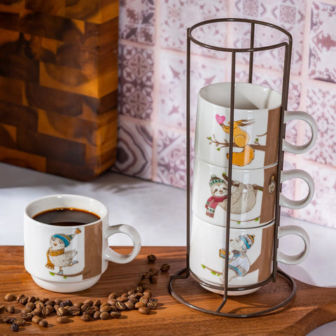 Karaca Branch 4-Piece Mug With Stand