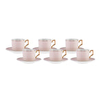 Karaca Jolly Pink Thin Line 6 Person Coffee Cup Set 100 ml