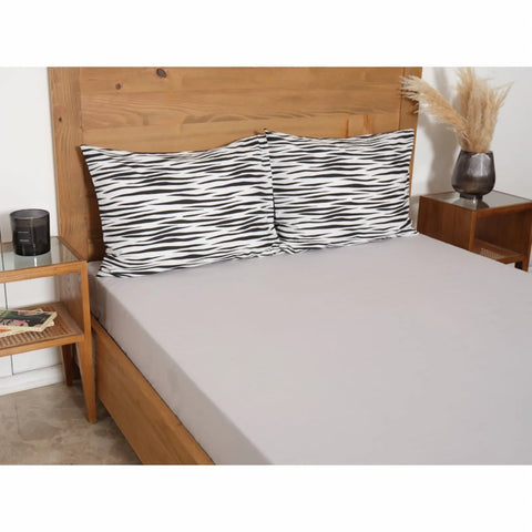 Sarah Anderson Zebra Grau Doppeltes Spannbettlaken Set 100% Baumwolle 