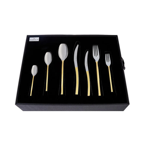 Karaca Dora 84-teiliges Besteck-Set 316+ Premium Gold mit Schachtel