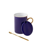 Karaca Pastell Marine Löffel Tasse mit Deckel 350 ml