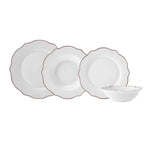 Karaca Daisy Rose Wave Shape 24 Piece 6 Person Porcelain Dinner Set