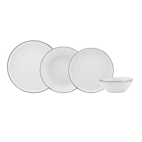 Karaca Streamline Eclipse Platin Geschirr-Set Porzellan 6 Personen-24-teilig