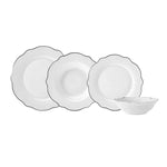 Karaca Daisy Platinum Wave Shape 24 Pieces 6 Person Porcelain Dinnerware