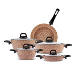 Karaca Bio Granit Wood Stone 9 Piece Cookware Set