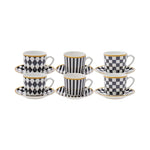 Karaca Chekers Espressotassen-Set für 6 Personen 80 ml