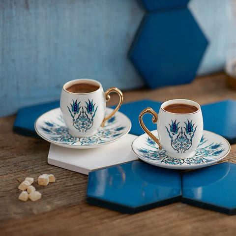 Karaca Iznik 4 teiliges Mochatassen Espressotassen Set für 2 Personen