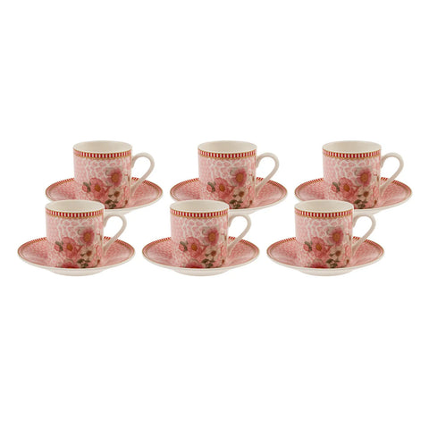 Karaca Diyara Rosa 12 teiliges Kaffeetassen-Set für 6 Personen