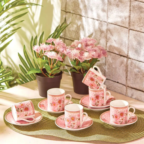 Karaca Diyara Rosa 12 teiliges Kaffeetassen-Set für 6 Personen