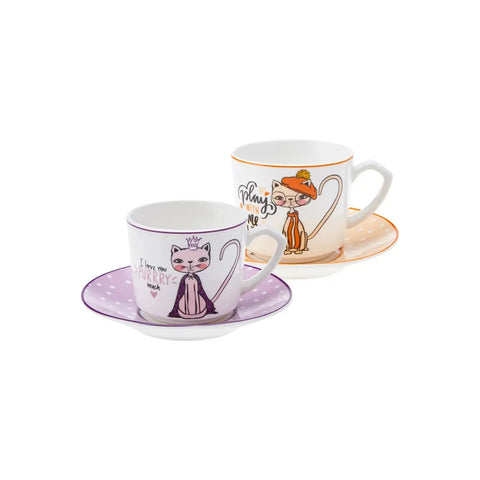 Karaca Fancy Katze Kaffeetasse Set für 2 Personen