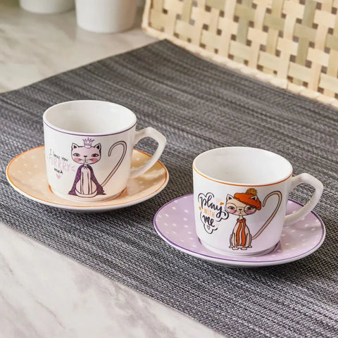 Karaca Fancy Katze Kaffeetasse Set für 2 Personen