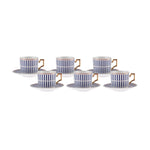 Karaca Jolly Blue Thin Set of 6 Coffee Cups 100 ml