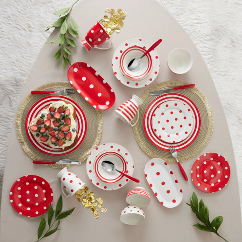 Karaca Polka Dot Rot Porzellan Dessertteller 19 cm