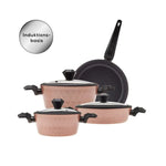 Karaca Bio Diamond 7 Piece Induction Cookware Set Rose Gold Antibacterial Handle