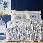 Karaca Home Amar Blue 100% Cotton Double Duvet Cover Set