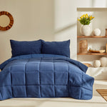 Karaca Home Muse Navy Blue Double Spring Comfort 100% Baumwolle Tagesdecke mit Bettlaken