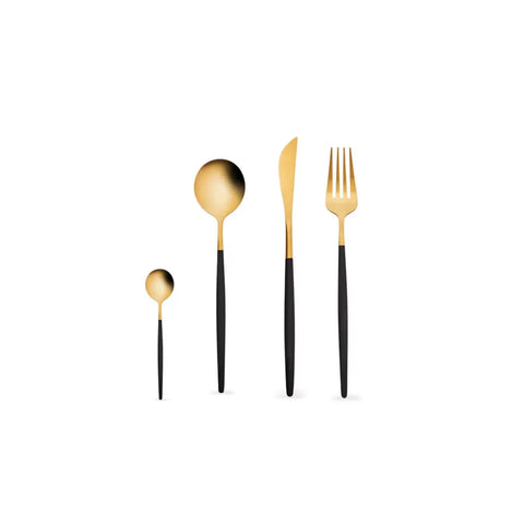 Karaca Raven 16-Piece Stainless Steel Cutlery Set for 4 People, Black Gold