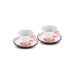 Karaca Samo 2 Personen Rosa Kaffeetasse Set mit Acryl Untertasse 90 ml